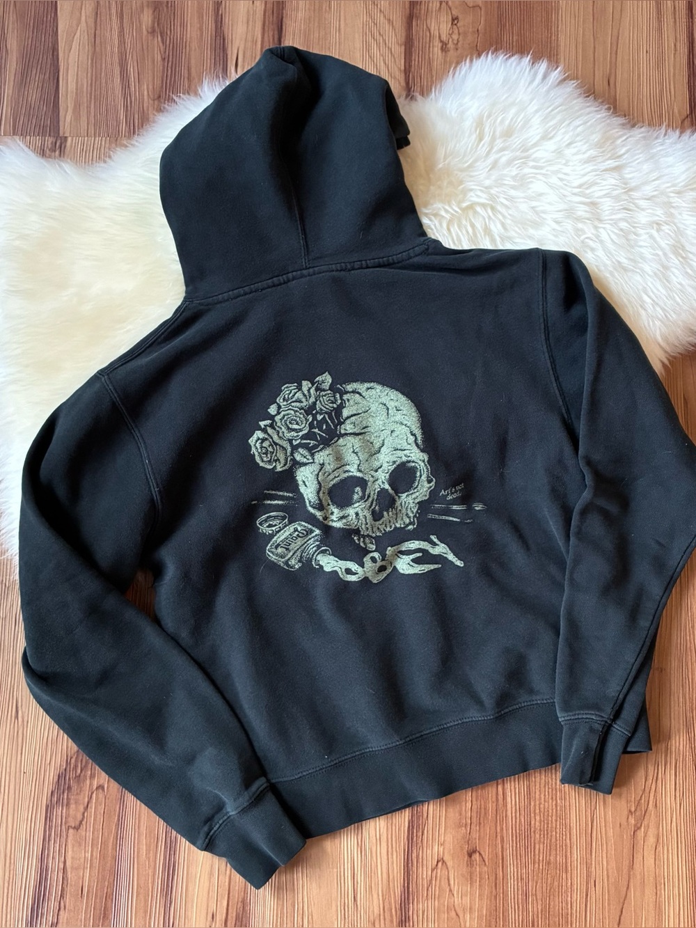 Obey Propaganda Black Skull Rose Y2K Gothic Grunge Streetwear Hoodie • Size S